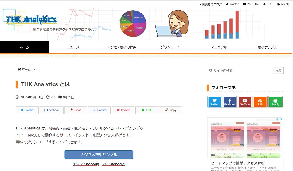 THKアナリティクストップ画面