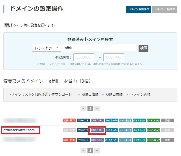 dnsの設定画面